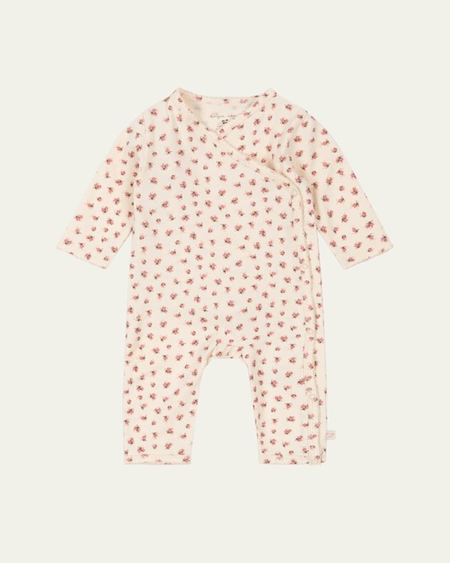 Girl's Floral-Print Coverall, Size Newborn-
